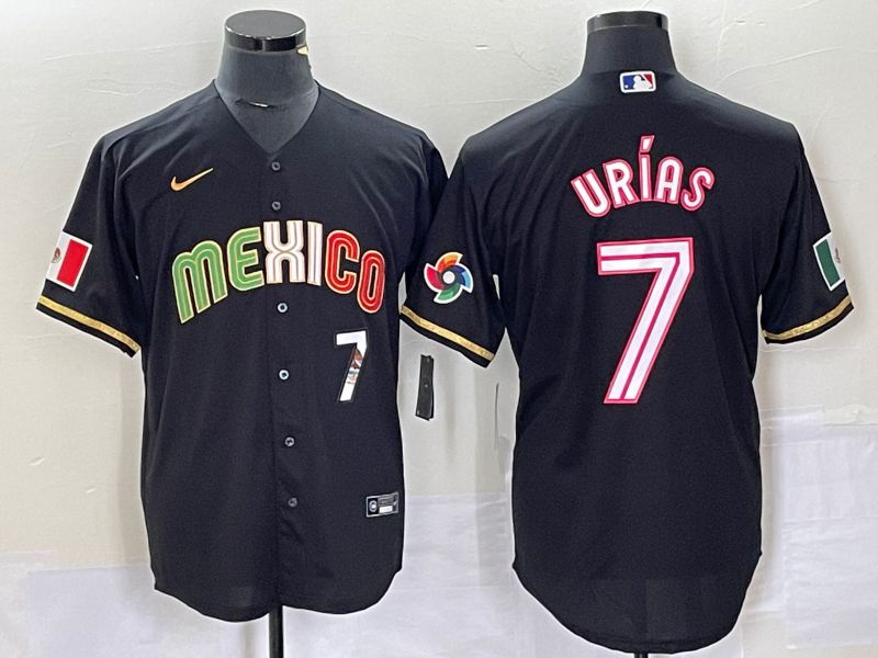 Men 2023 World Cub Mexico 7 Urias Black pink Nike MLB Jersey17